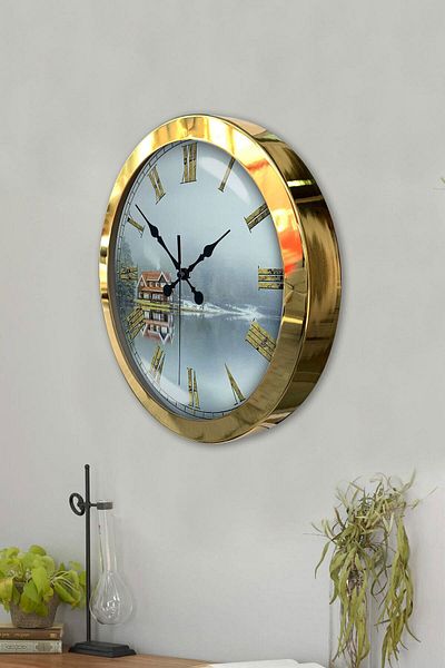 Kasva Concept Gift 36 cm Gold Metal Field Wall Clock