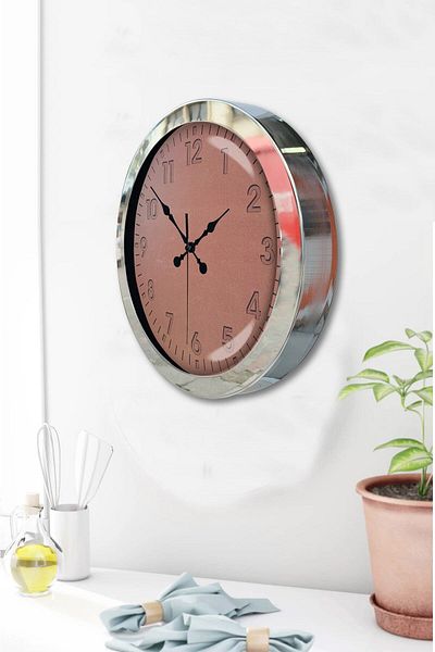 Kasva Concept Gift 36 cm Chrome Metal Classic Wall Clock