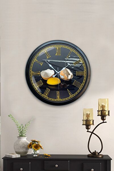 Kasva Concept هدية ساعة حائط مطبخ معدنية سوداء مقاس 40 سم