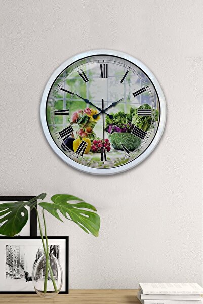 Kasva Concept هدية ساعة حائط مطبخ معدنية بيضاء مقاس 40 سم