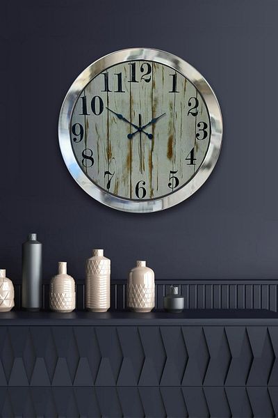 Kasva Concept 36 cm Chrome Metal Asal Number Wall Clock