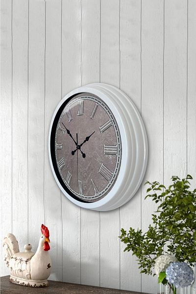 Kasva Concept Gift 40 cm White Metal Classy Wall Clock