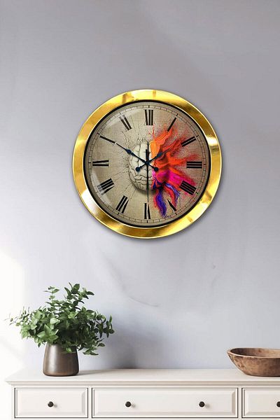 Kasva Concept Gift 36 cm Gold Metal Brain Wall Clock