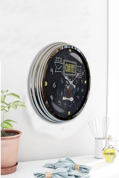 Kasva Concept 40 cm Chrome Metal Kitchen Wall Clock