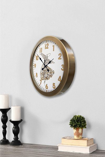 Kasva Concept Gift 36 cm Antique Metal Mevlana Wall Clock
