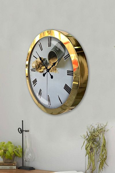 Kasva Concept Gift 36 cm Gold Metal Kitchen Wall Clock