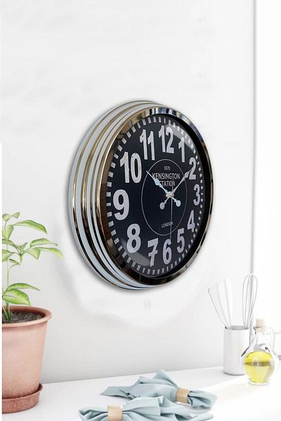 Kasva Concept Gift 40 cm Chrome Metal Kensington Wall Clock