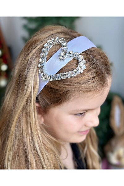 Queen Nelly Ramă de lux cu piatră de cristal mare - satin alb lat, design cu ...