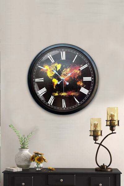 Kasva Concept ساعة حائط صور معدنية سوداء مقاس 40 سم