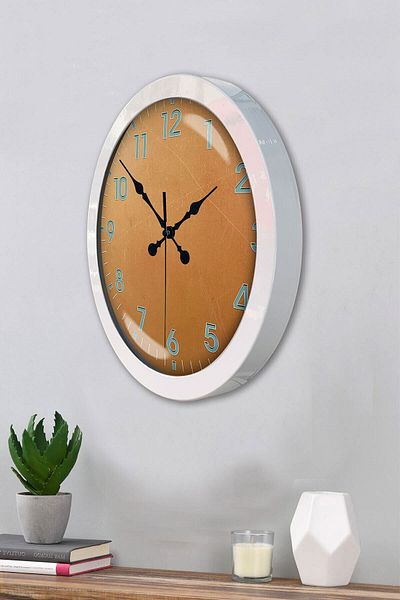 Kasva Concept Gift 36 cm White Metal Yellow Wall Clock