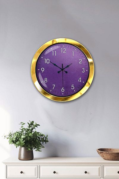 Kasva Concept Gift 36 cm Gold Metal Purple Wall Clock