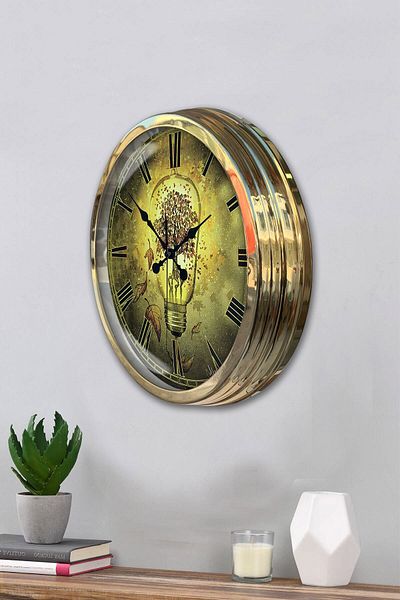 Kasva Concept Gift 40 cm Gold Metal Bulb Wall Clock