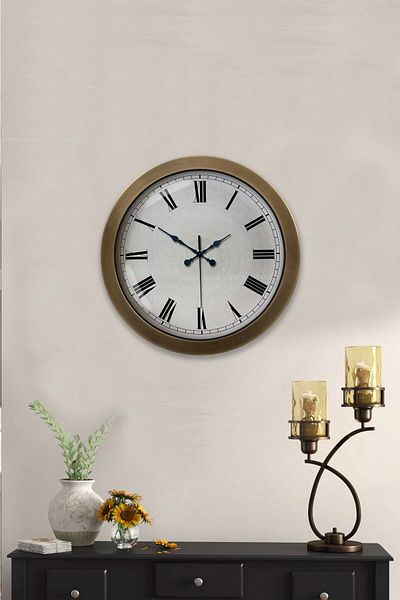 Kasva Concept Gift 36 cm Antique Metal Roman Numeral Wall Clock