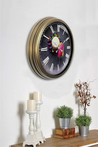 Kasva Concept Gift 40 cm Antique Metal Kitchen Wall Clock