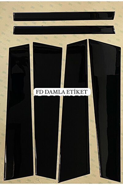 FD Damla Etiket Fiat Egea - عمود باب سيدان أسود لامع، تصميم خاص باللون الأسود...