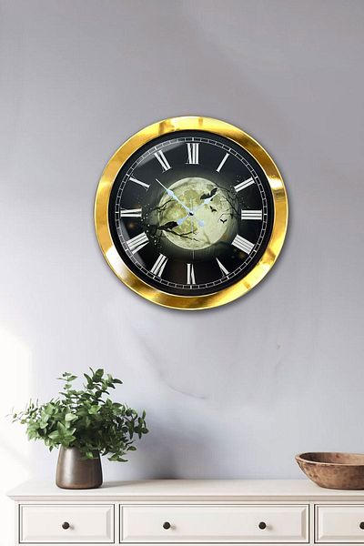 Kasva Concept Gift 36 cm Gold Metal Night Wall Clock