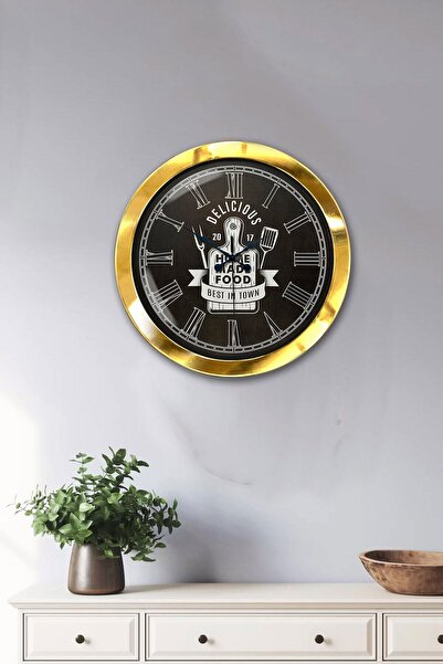 Kasva Concept هدية ساعة حائط مطبخ معدنية ذهبية مقاس 36 سم