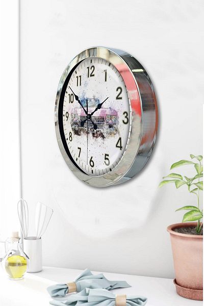 Kasva Concept Gift 36 cm Chrome Metal Nostalgia Wall Clock
