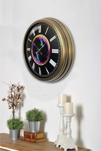 Kasva Concept Gift 40 cm Antique Metal Galaxy Wall Clock