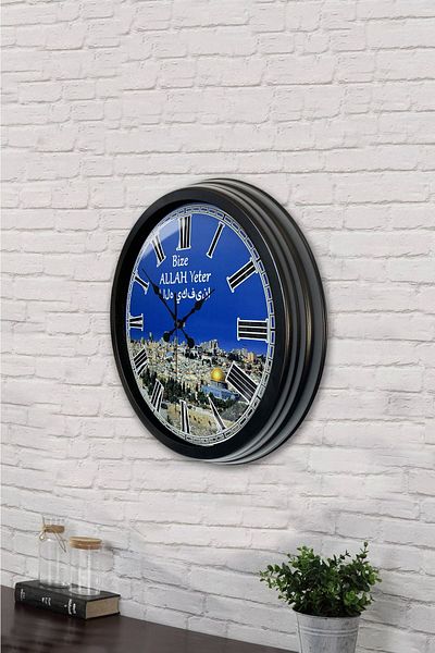 Kasva Concept Δώρο 40 εκ. Μαύρο Μεταλλικό Ρολόι Τοίχου Ιερουσαλήμ