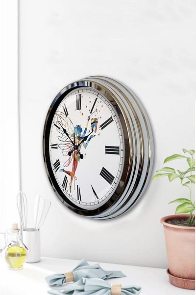 Kasva Concept Gift Decorative 40 cm Chrome Metal Tooth Wall Clock