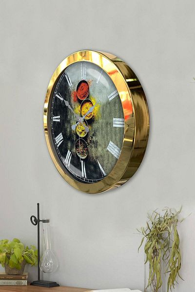 Kasva Concept Gift 36 cm Gold Metal Kitchen Wall Clock