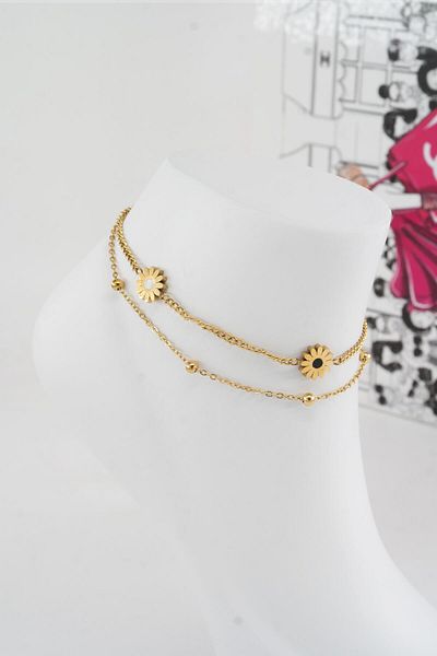 By Zeyna Aksesuar Women's 316 L Tarnishproof Anti Allergenic Steel Anklet Zy0006