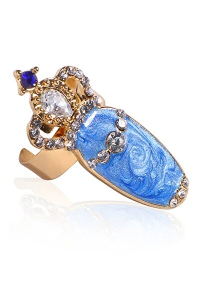 Shisa Jewel Mavi 1 adet, Kadınlar Lady Yapay elmas Tırnak Yüzük Charm Taç Kristal Parmak  (97)