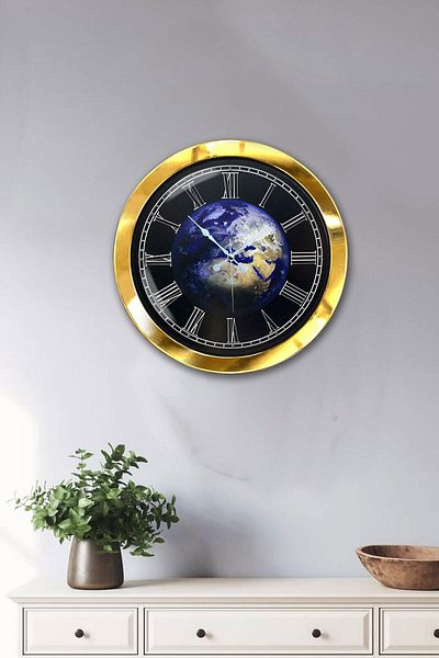 Kasva Concept Cadou 36 Cm Ceas de Perete Metal Auriu