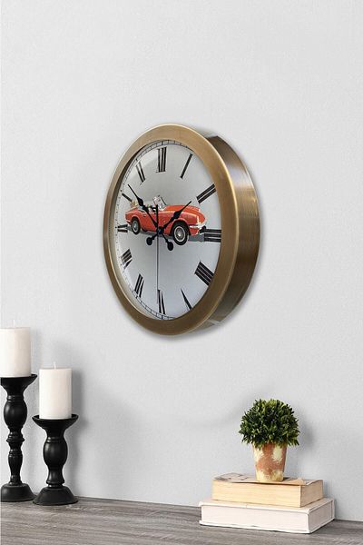 Kasva Concept 36 cm Tumbled Metal Sports Car Wall Clock