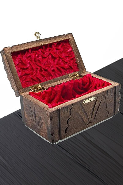 AfterTimes Kırmızı Kadife Eski Tip Görünümlü Sandık Takı Sandığı Özel Sandık