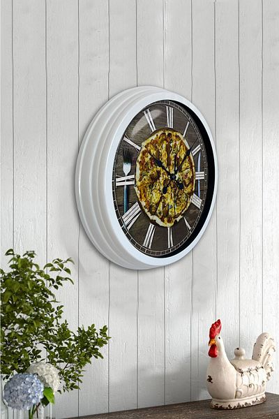 Kasva Concept Gift 40 cm White Metal Pizza Wall Clock