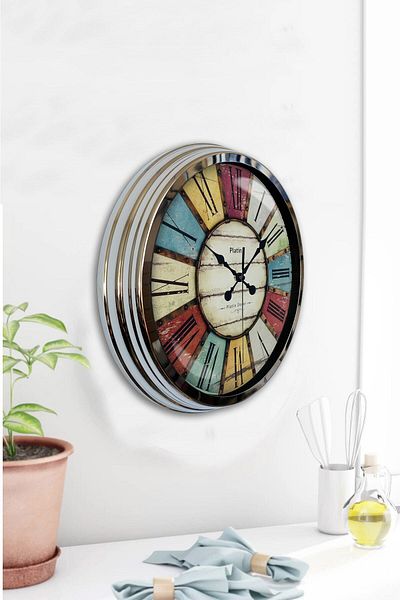 Kasva Concept Gift 40 cm Chrome Metal Retro Wall Clock