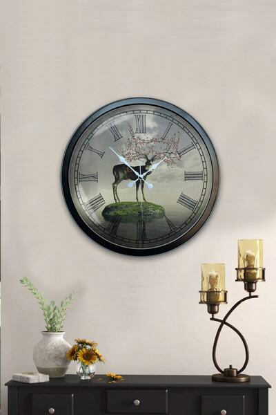 Kasva Concept ساعة حائط معدنية سوداء مقاس 40 سم