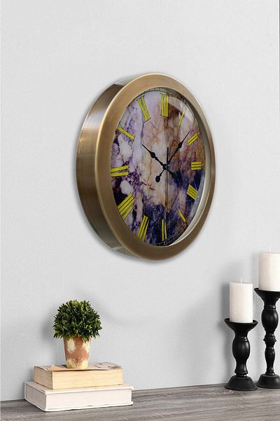 Kasva Concept 36 cm Antique Metal Marble Wall Clock