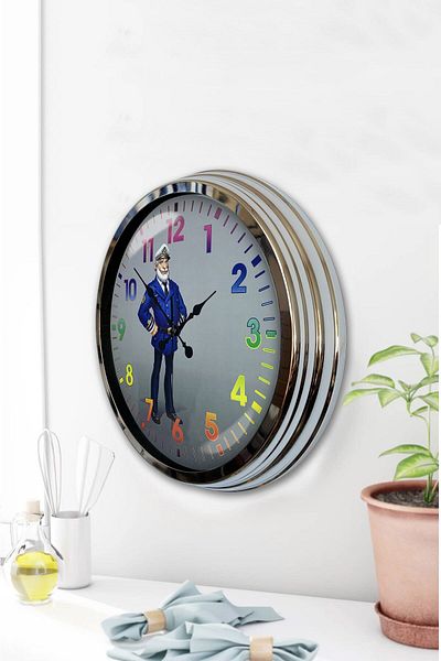 Kasva Concept Ρολόι τοίχου Captain Ship 40 cm Chrome Metal