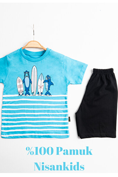 Nisankids بدلة صيفية مطبوعة على شكل سمكة كلب للأولاد، تي شيرت صيفي قصير (اشتر...