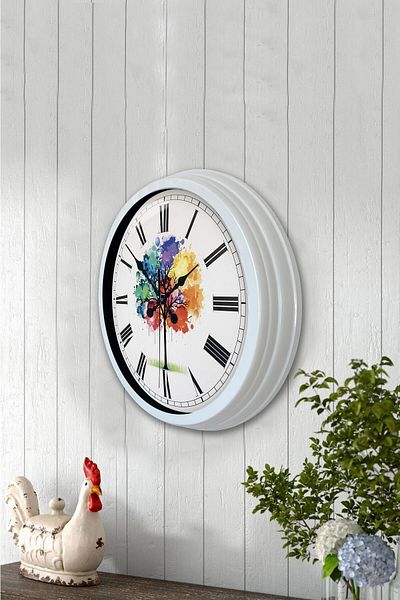 Kasva Concept 40 cm White Metal Colored Tree Wall Clock