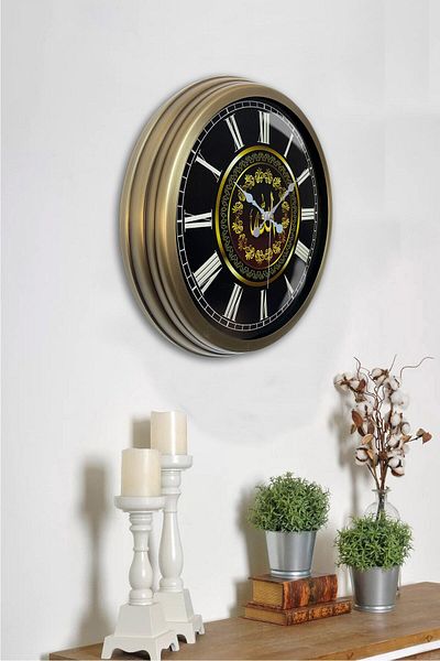 Kasva Concept 40 cm Antique Metal Gift Wall Clock with Allah Written