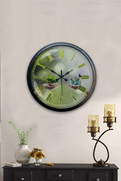 Kasva Concept ساعة حائط مطبخ معدنية سوداء مقاس 40 سم