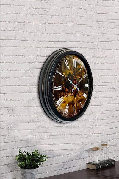 Kasva Concept Cadou 40 Cm Ceas de Perete Lanternă Metal Negru