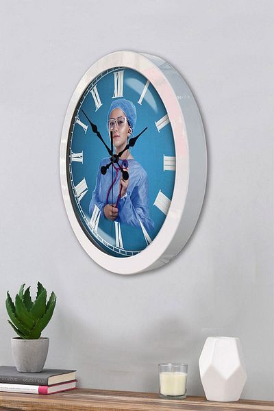Kasva Concept Gift 36 cm White Metal Nurse Wall Clock