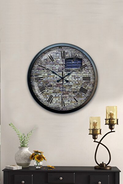 Kasva Concept ساعة حائط كامي جديدة معدنية سوداء مقاس 40 سم