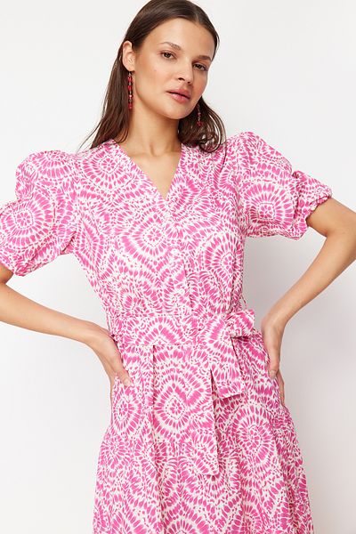 Trendyol Collection Ethnic Patterned Midi Woven Beach Dress TBESS24EL00157