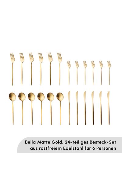 Karaca Bella Matte Gold 24 Stück 6 Personen Besteckset