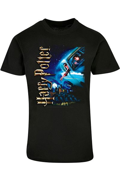 ABSOLUTE CULT Herren Harry Potter - Harry lächelt in Hogwarts Basic T-Shirt