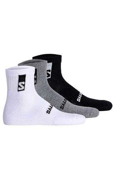 Salomon Packung mit 3 Unisex-Quartersocken – lässige Knöchel, Frottee, Stütz-Zone, Logo