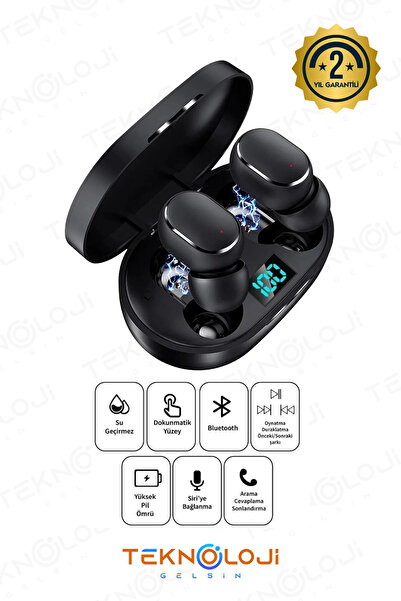 Teknoloji Gelsin E6s Dots Universal HD Ses Çift Mikrofon Extra Bass Powerbank Kutu Bluetooth Kablosuz Kulaklık