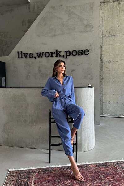 Eka Set pantaloni cămașă Indigo pentru femei 1009-2185