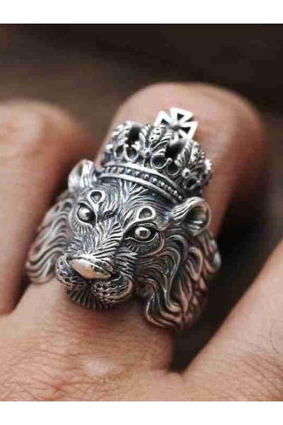 Shisa For Men Gümüş renk takı zarif aslan otoriter erkek yüzük kişiselleştirilmiş vintage yüzük bedensiz(90)